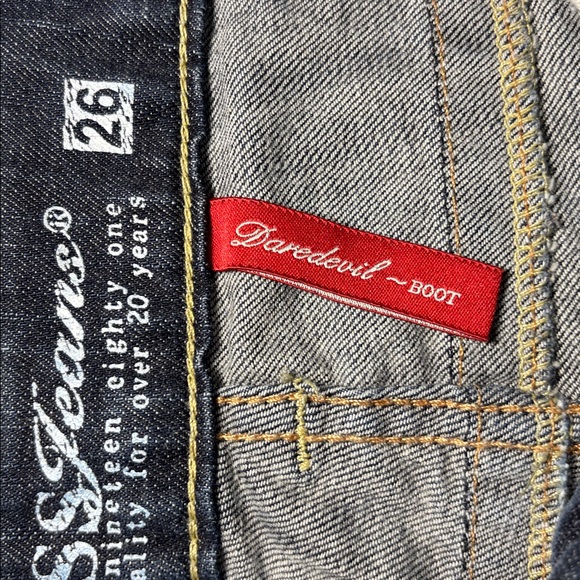 Guess vintage daredevil boot low rise dark wash denim women’s 26 - Picture 12 of 16